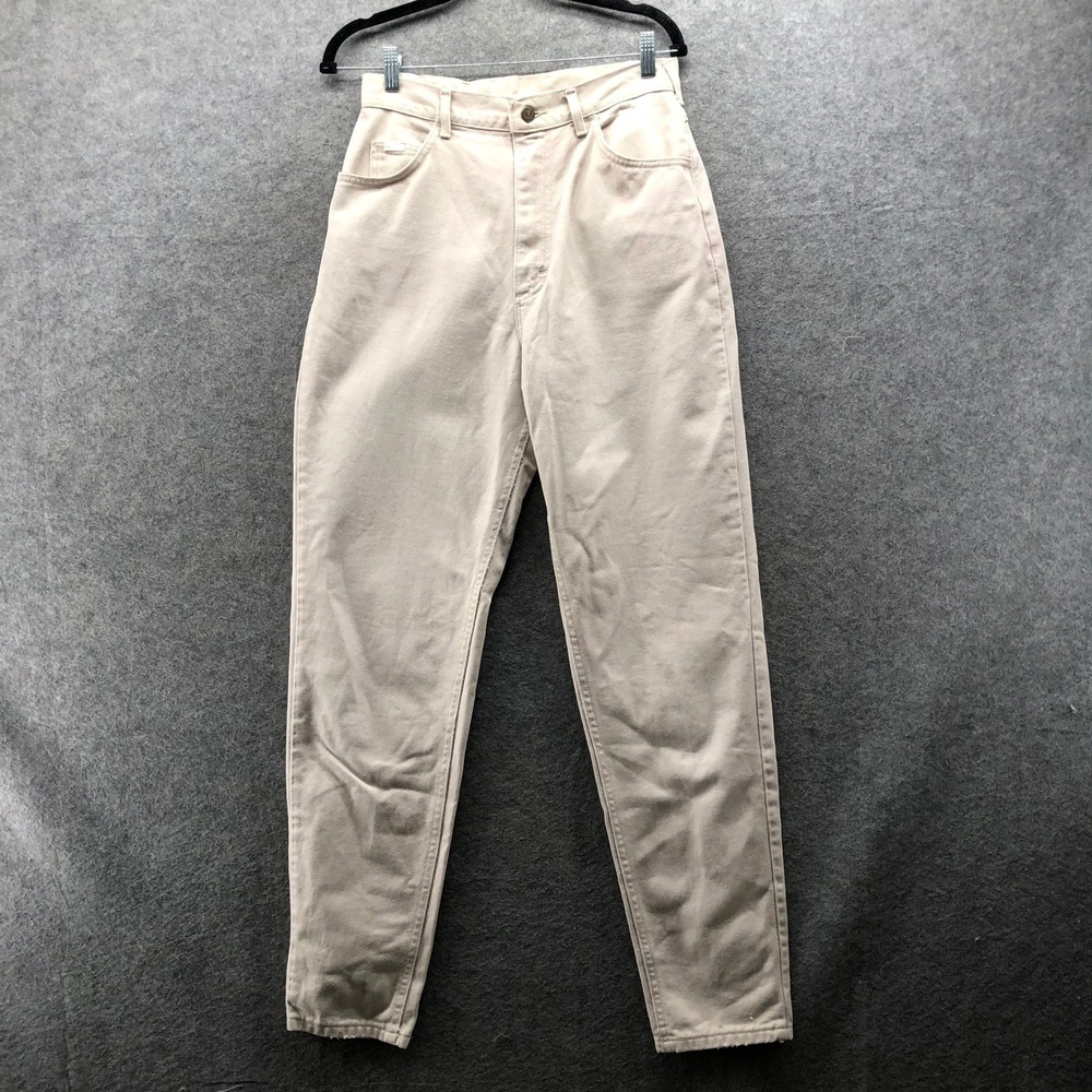 Vintage 1991 Lee High Waisted Tapered Mom Jeans Beige Tan Size 28 Beige Tall